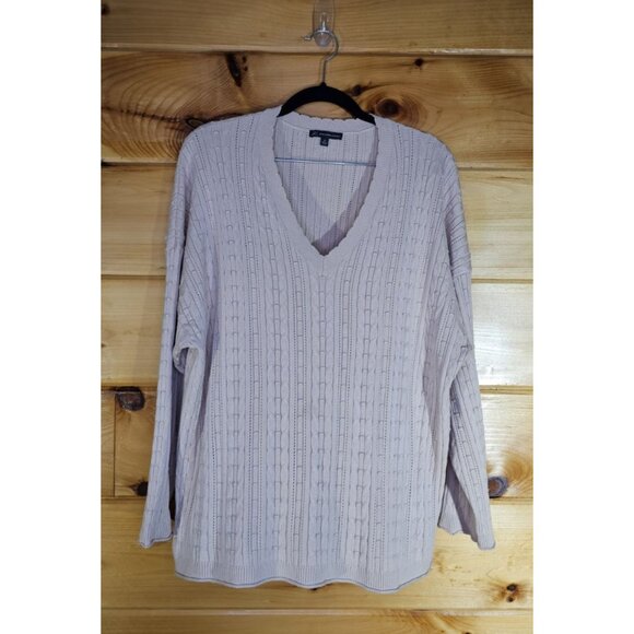 Adrianna Papell Womans Plus Size 2X Sweater Tan Long Sleeves Light Weight - Picture 7 of 8